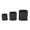 Black Square Wide Groove Textured Ceramic Planter Set